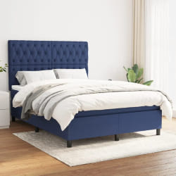 vidaXL Sommier à lattes de lit avec matelas Bleu 140x190 cm Tissu - 140 x 190 cm