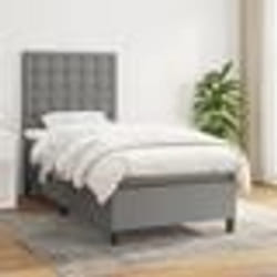 vidaXL Sommier à lattes de lit et matelas Gris foncé 90x190 cm Tissu - 90 x 190 cm