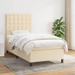 vidaXL Sommier à lattes avec matelas - Crème, 90x190 cm