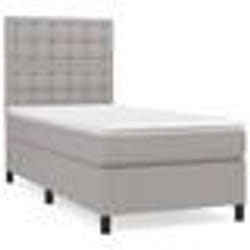 vidaXL Sommier à lattes de lit avec matelas Gris clair 90x200 cm Tissu - 90 x 200 cm
