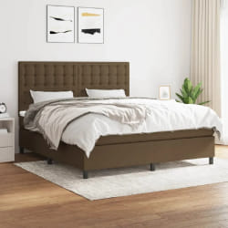 VIDAXL Lit avec Matelas - Marron foncé 160x200 cm Tissu