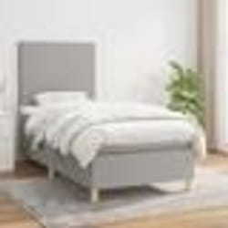 vidaXL Sommier à lattes de lit avec matelas Gris clair 90x200 cm Tissu - 90 x 200 cm