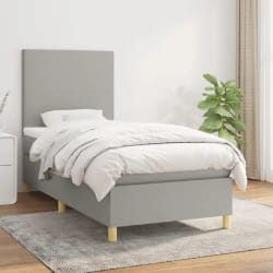vidaXL Sommier avec matelas - Gris clair 100x200 cm