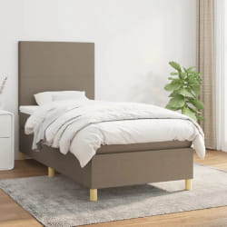 vidaXL Sommier à lattes de lit avec matelas Taupe 100x200 cm