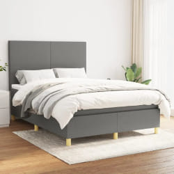 vidaXL Sommier et matelas 140x200 cm - Gris foncé