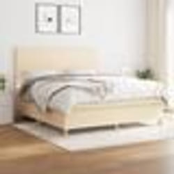 vidaXL Sommier à lattes de lit avec matelas Crème 180x200 cm Tissu - 180 x 200 cm