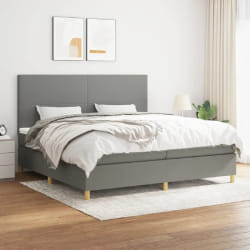 vidaXL Sommier avec Matelas - Gris foncé 200x200 cm Tissu