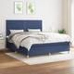 vidaXL Sommier à lattes de lit avec matelas Bleu 180x200 cm Tissu - 180 x 200 cm