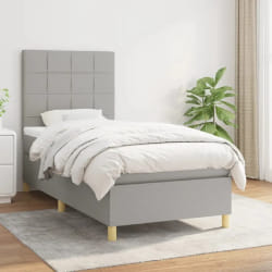 vidaXL Sommier à lattes avec matelas 90x190 cm - Gris clair