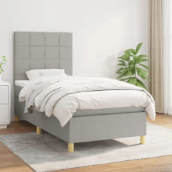 vidaXL Sommier à lattes de lit avec matelas - Gris clair 100x200 cm