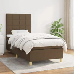 vidaXL Sommier à lattes et matelas Marron foncé - 100x200 cm