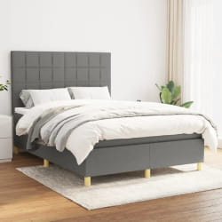 VIDAXL Lit à sommier - 140x190 cm - Gris foncé