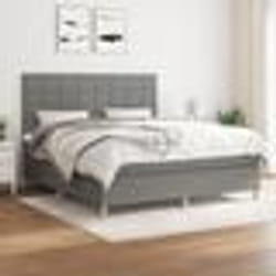 vidaXL Sommier à lattes de lit avec matelas Gris foncé 180x200cm Tissu - 180 x 200 cm