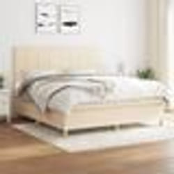 vidaXL Sommier à lattes de lit avec matelas Crème 180x200 cm Tissu - 180 x 200 cm