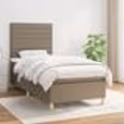 vidaXL Sommier à lattes de lit avec matelas Taupe 90x190 cm Tissu - 90 x 190 cm