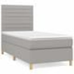 vidaXL Sommier à lattes de lit avec matelas Gris clair 90x200 cm Tissu - 90 x 200 cm