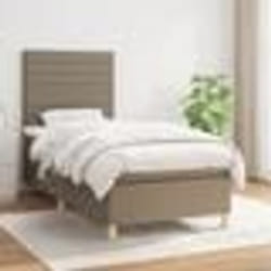 vidaXL Sommier à lattes de lit avec matelas Taupe 90x200 cm Tissu - 90 x 200 cm