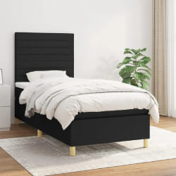 vidaXL Sommier tapissier Noir 100x200 cm Tissu