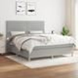 vidaXL Sommier à lattes de lit avec matelas Gris clair 180x200cm Tissu - 180 x 200 cm