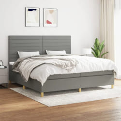 vidaXL Sommier à Lattes de Lit avec Matelas Gris Foncé 200x200 cm Tissu