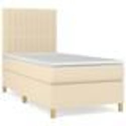 vidaXL Sommier à lattes de lit avec matelas Crème 80x200 cm Tissu - 80 x 200 cm