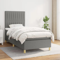 VidaXL Sommier à lattes de lit et matelas - Gris foncé 90x190 cm