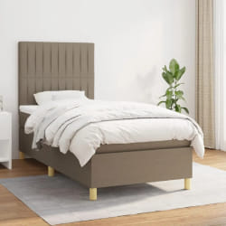 vidaXL Sommier à lattes et matelas 90x190 cm - Tissu taupe