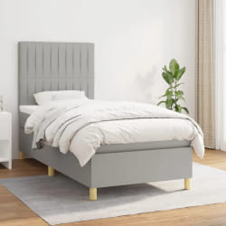 vidaXL Sommier à lattes avec matelas Gris clair 100x200 cm Tissu