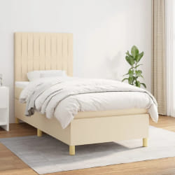 vidaXL Sommier à lattes avec matelas 100x200 cm - Crème