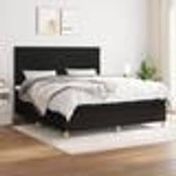 vidaXL Sommier à lattes de lit avec matelas Noir 180x200 cm Tissu - 180 x 200 cm