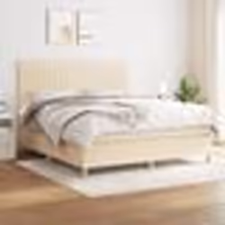 vidaXL Sommier à lattes de lit avec matelas Crème 180x200 cm Tissu - 180 x 200 cm