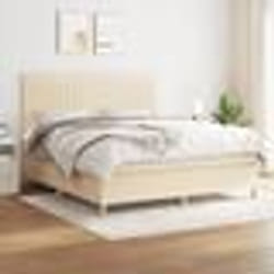 vidaXL Sommier à lattes de lit avec matelas Crème 180x200 cm Tissu - 180 x 200 cm