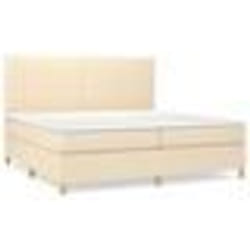vidaXL Sommier à lattes de lit avec matelas Crème 200x200 cm Tissu - 200 x 200 cm