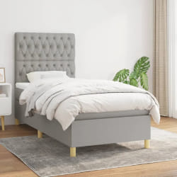 vidaXL Sommier à lattes avec matelas - Gris clair 90x200 cm