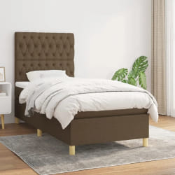 vidaXL Sommier à lattes de lit avec matelas - Marron foncé