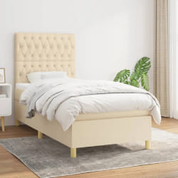 VIDAXL Sommier à lattes et matelas Crème 90x200 cm