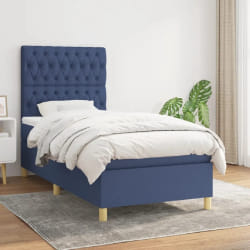 vidaXL Sommier à lattes avec matelas 90x200 cm Bleu