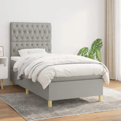 VIDAXL Sommier à lattes avec matelas - Gris clair 100x200 cm tissu