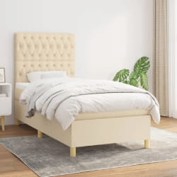 vidaXL Sommier à lattes avec matelas 100x200 cm crème