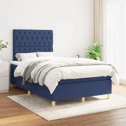 vidaXL Sommier à lattes avec matelas - Bleu 120x200