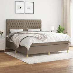 vidaXL Sommier à lattes de lit avec matelas Taupe 180x200 cm Tissu - 180 x 200 cm