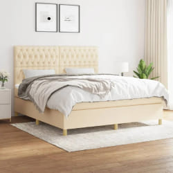 vidaXL Sommier à lattes de lit avec matelas Crème 180x200 cm Tissu - 180 x 200 cm