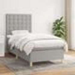 vidaXL Sommier à lattes de lit et matelas Gris clair 90x190 cm Tissu - 90 x 190 cm