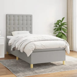 vidaXL Sommier à lattes avec matelas - Gris clair 90x200 cm
