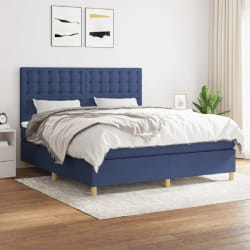 vidaXL Sommier à lattes de lit avec matelas Bleu 180x200 cm Tissu - 180 x 200 cm