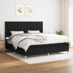 vidaXL Sommier à lattes de lit avec matelas Noir 200x200 cm Tissu - 200 x 200 cm