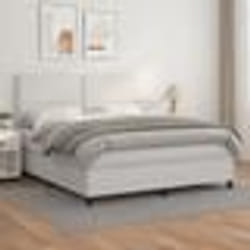 vidaXL Sommier à lattes de lit avec matelas Blanc 180x200cm Similicuir - 180 x 200 cm