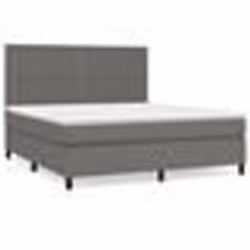 vidaXL Sommier à lattes de lit avec matelas Gris 180x200 cm Similicuir - 180 x 200 cm