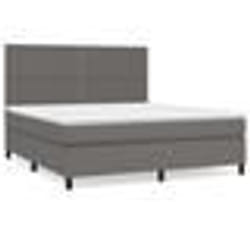 vidaXL Sommier à lattes de lit avec matelas Gris 180x200 cm Similicuir - 180 x 200 cm