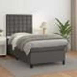 vidaXL Sommier à lattes de lit avec matelas Gris 90x190 cm Similicuir - 90 x 190 cm